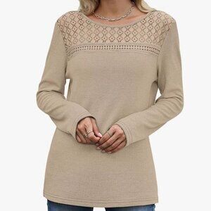 WIHOLL Womens Lace Long Sleeve Shirts